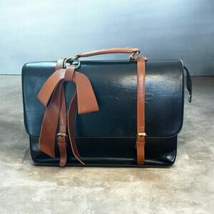 WALASA Messenger Bag Leather Good to Go Briefcase Bow Charm Business Laptop